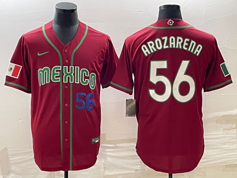Men 2023 World Cub Mexico #56 Arozarena Red Nike MLB Jersey9